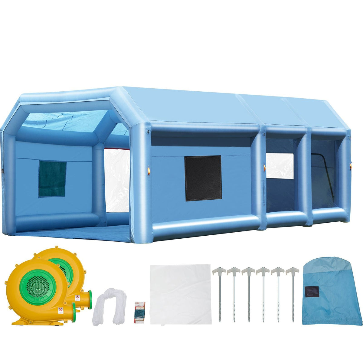 Inflatable Paint Booth, 29.5 x 15.7 x 11.8 ft Inflatable Spray Booth, with 950W+750W Powerful Blowers and Air Filter System, Portable Car Paint Booth for Large Truck, Large Van, Large Machinery