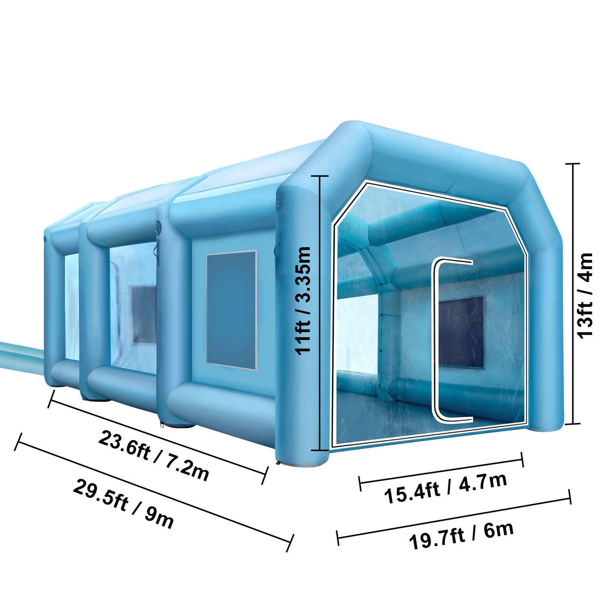 Inflatable Paint Booth, 29.5x19.7x13 ft Spray Paint Booth, with 2 Powerful Blowers Inflatable Spray Booth with Air Filter System, Car Paint Booth for Car Parking Tent Workstation