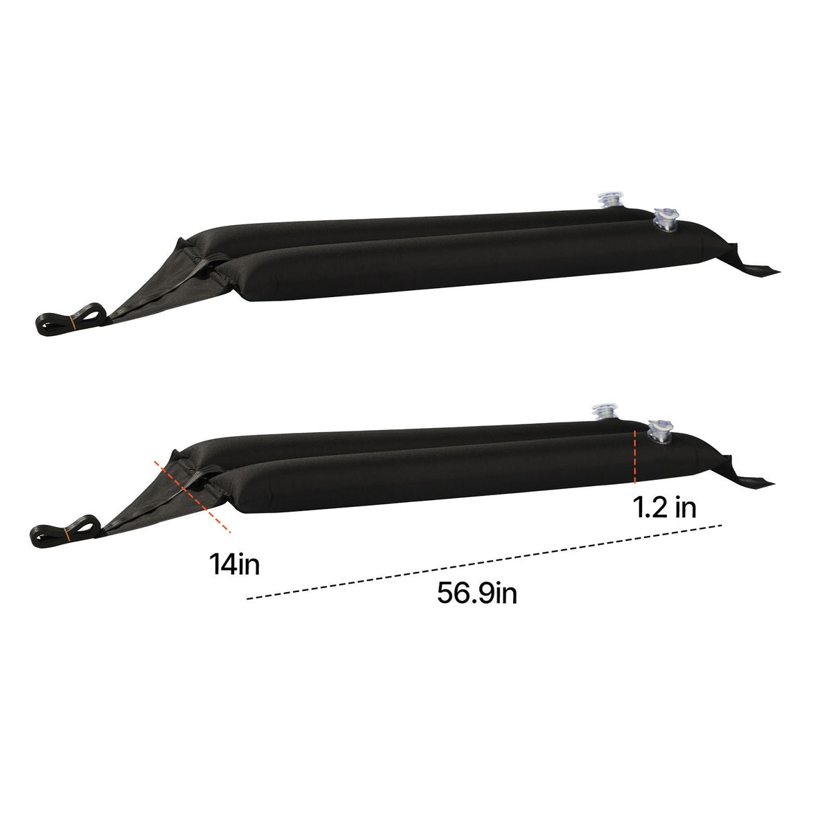 Inflatable Soft Roof Rack Bars, 37.6-Inch Universal Car Roof Rack Pads, 88LBS Loading Luggage Kayak Carrier with 2 Tie-Down Straps & Ropes, Hand Air Pump, Storage Bag for Canoes Surfboards SUPs