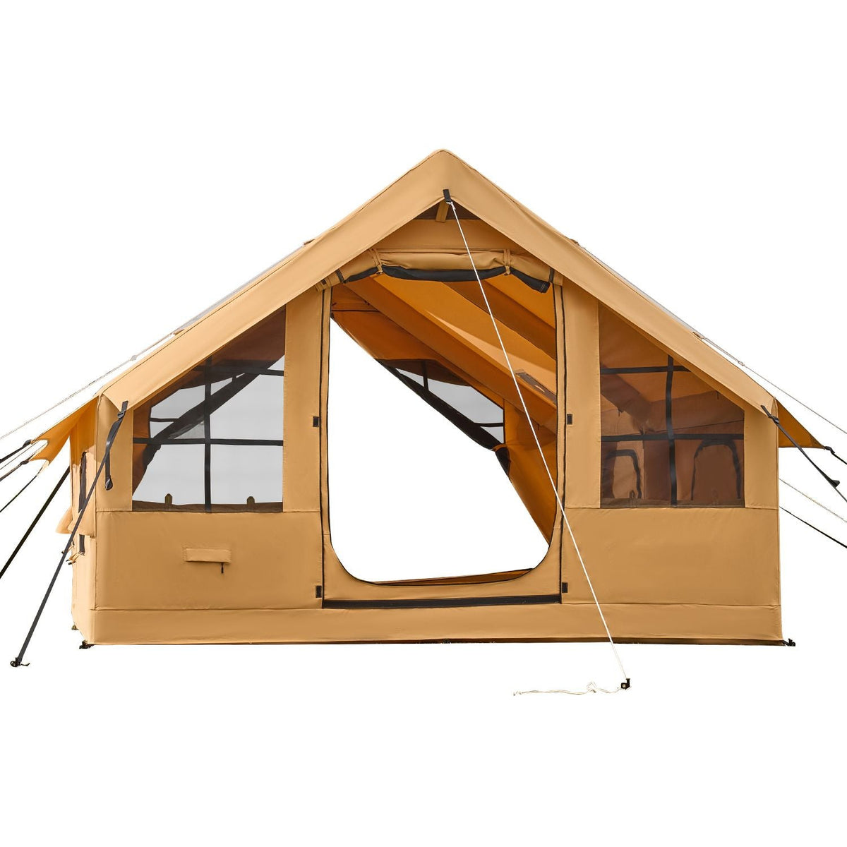 Inflatable Tents for Camping, 5-8 Person Easy Setup Blow up Tent with Hand Pump, Luxury Glamping Tent with 2 Skylights, Canopy, Stove Jack 2 Doors & Mesh Windows (Storage Bag Included)