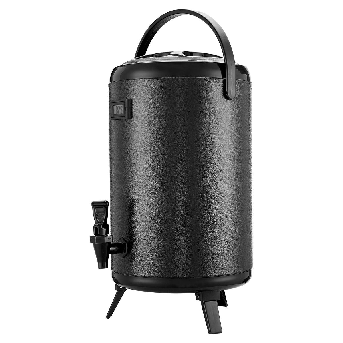 Insulated Beverage Dispenser, 3.2 Gal/12L Stainless Steel Thermal Drink Server with Spigot & Temp Display, Suitable for Hot and Cold Drinks, for Tea Coffee Water in Cafes & Restaurants, Black