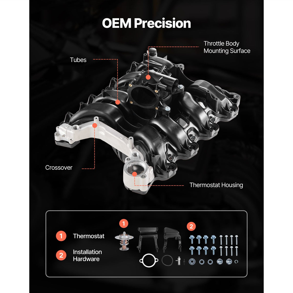 Intake Manifold, with Gasket, Engine Intake Manifold Assembly Compatible with 2007-2008 Ford F-150 / E-150 / E-250, Automotive Engine Replacement Kit Replace 615-375, 7L3Z-9424-B, 7L3Z-9424-F