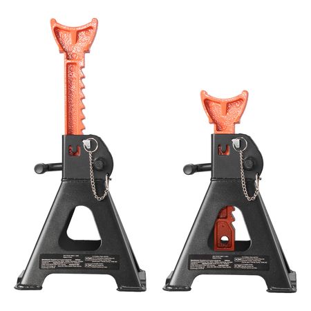 Jack Stands, 3 Ton (6,600 lbs) Capacity, 10.8-16.3 in Adjustable Height, Heavy Duty Steel Jack Auto Stands with Double Locking, for Lifting SUV, Pickup, Car, UTV/ATV, 1 Pair, Black and Orange
