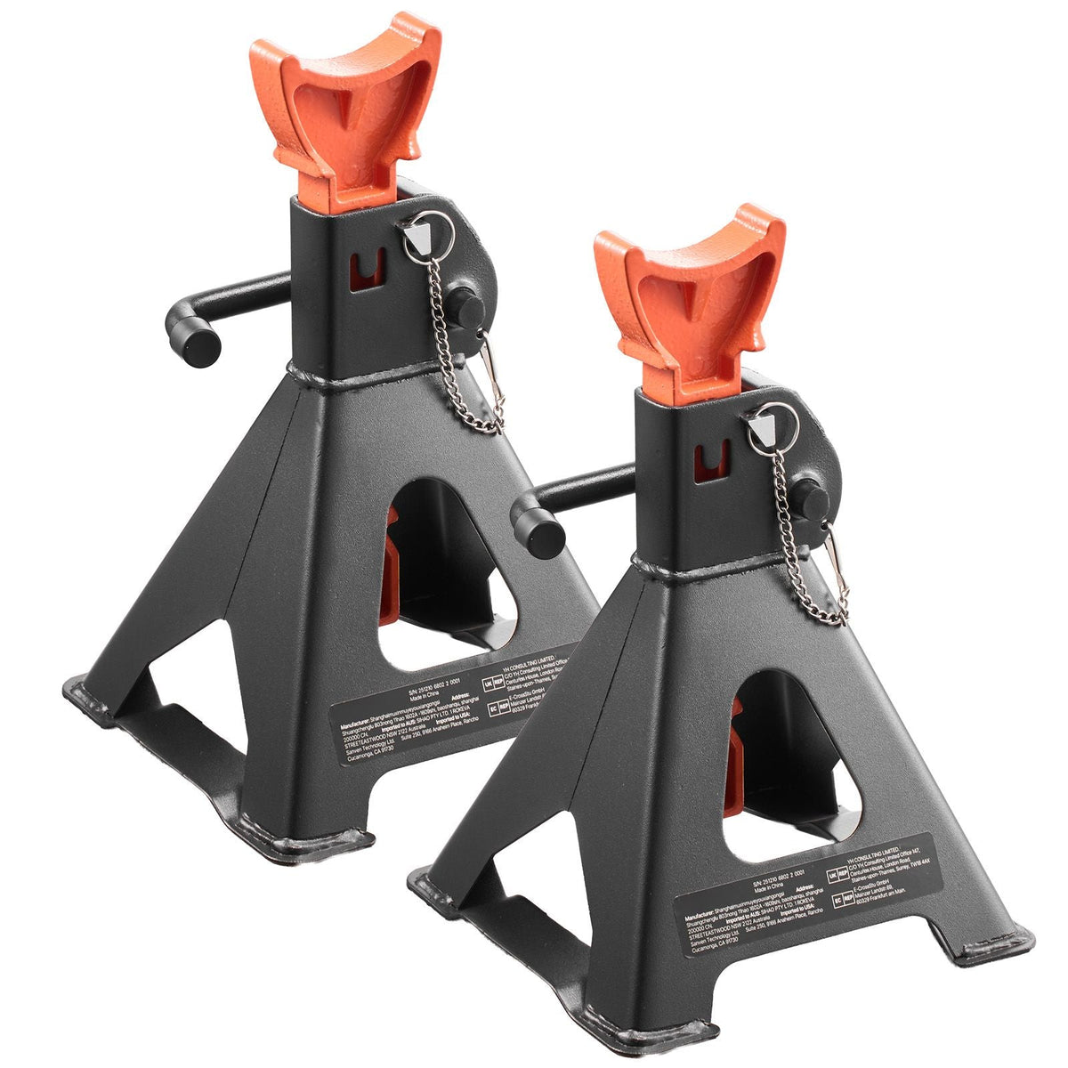 Jack Stands, 3 Ton (6,600 lbs) Capacity, 10.8-16.3 in Adjustable Height, Heavy Duty Steel Jack Auto Stands with Double Locking, for Lifting SUV, Pickup, Car, UTV/ATV, 1 Pair, Black and Orange