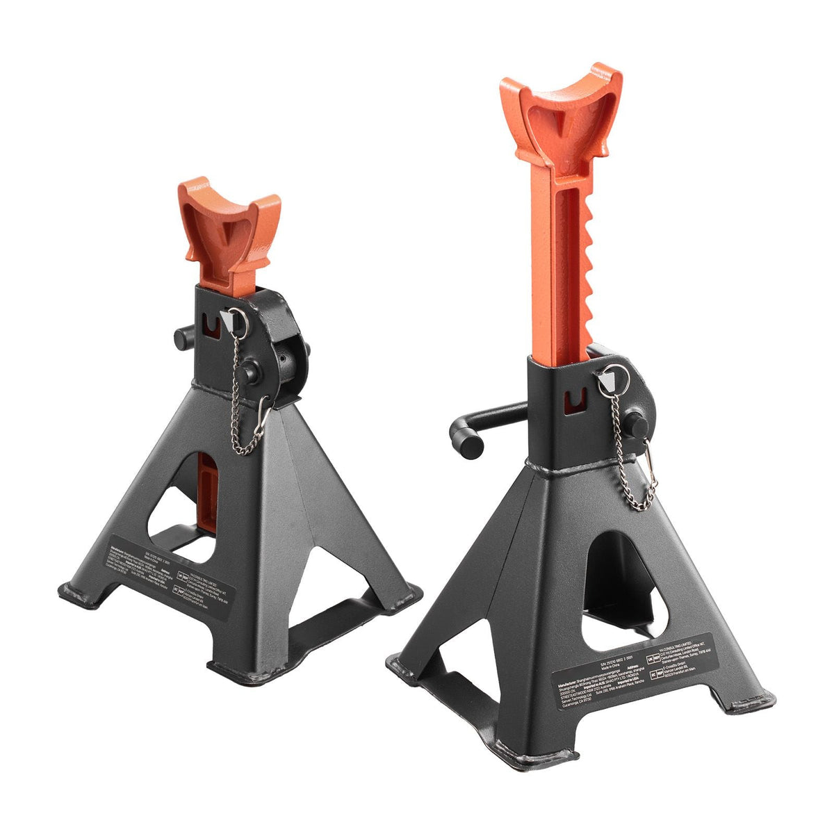 Jack Stands, 3 Ton (6,600 lbs) Capacity, 10.8-16.3 in Adjustable Height, Heavy Duty Steel Jack Auto Stands with Double Locking, for Lifting SUV, Pickup, Car, UTV/ATV, 1 Pair, Black and Orange