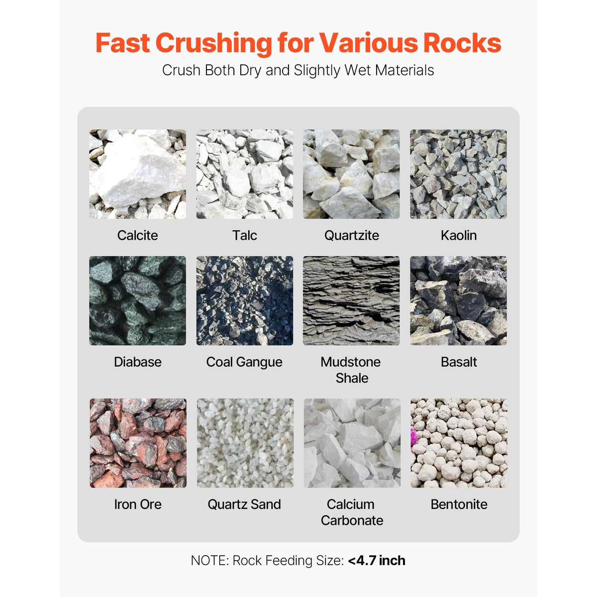 Jaw Crusher Machine, 4KW High Power Rock Stone Crush Machine, 7.87 x 9.65 inch Feeding Port, 1740 RPM Speed Stone Shatter Grinder, Electric Stone Shatter 220V, for Rock Coal Glass Bottle