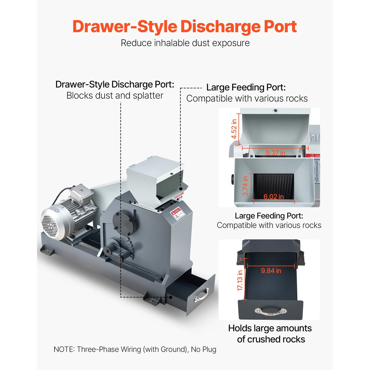 Jaw Crusher Machine, 4KW High Power Rock Stone Crush Machine, 7.87 x 9.65 inch Feeding Port, 1740 RPM Speed Stone Shatter Grinder, Electric Stone Shatter 220V, for Rock Coal Glass Bottle