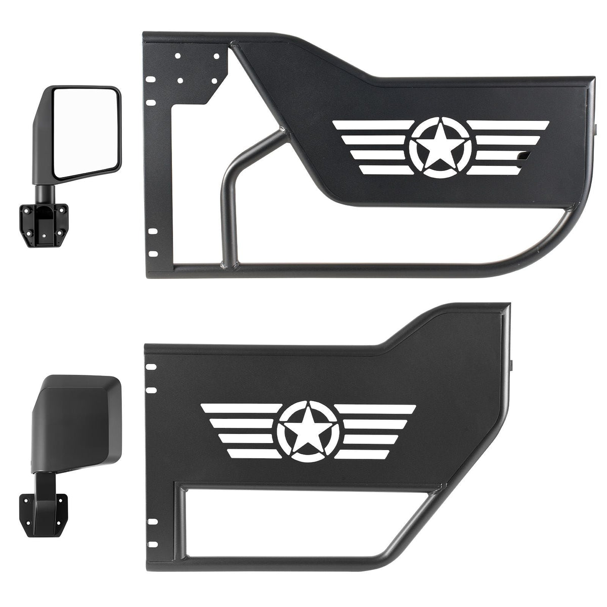 Jeep Tube Doors, 4-Door, Compatible with 2018-2026 Jeep Wrangler JL JLU & Gladiator JT 4XE, Steel Off Road Front & Rear Tubular Half Doors with DOT Certified Side View Mirrors