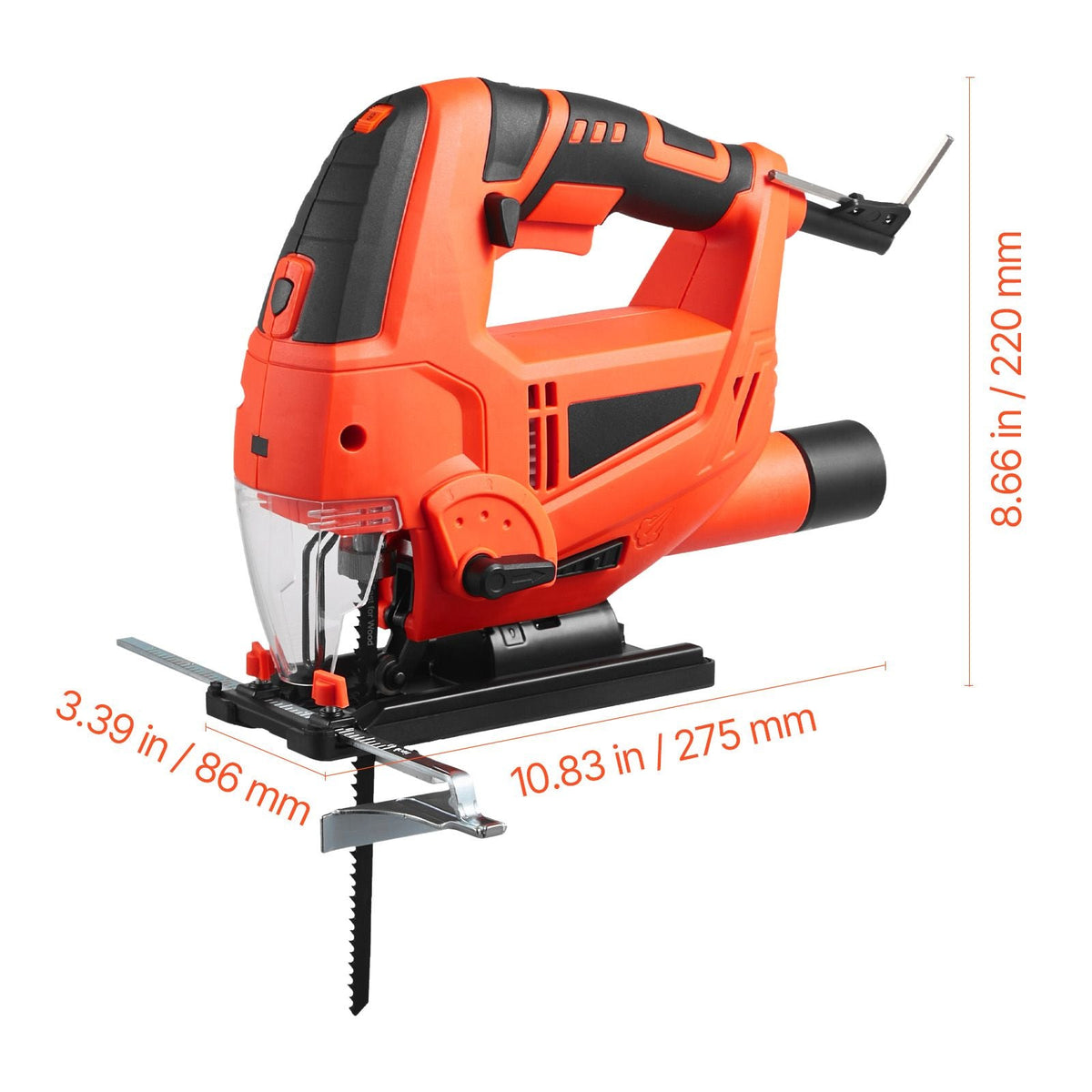 Jig Saw, 6.5 Amp, 3000 SPM Blade Speed, Electric Jigsaw with 6 pcs Blades, LED Light, 6 Variable Speed, 0- 45° Bevel Cuts, 4 Orbital Settings for Straight/Circle Cutting, for Wood and Metal