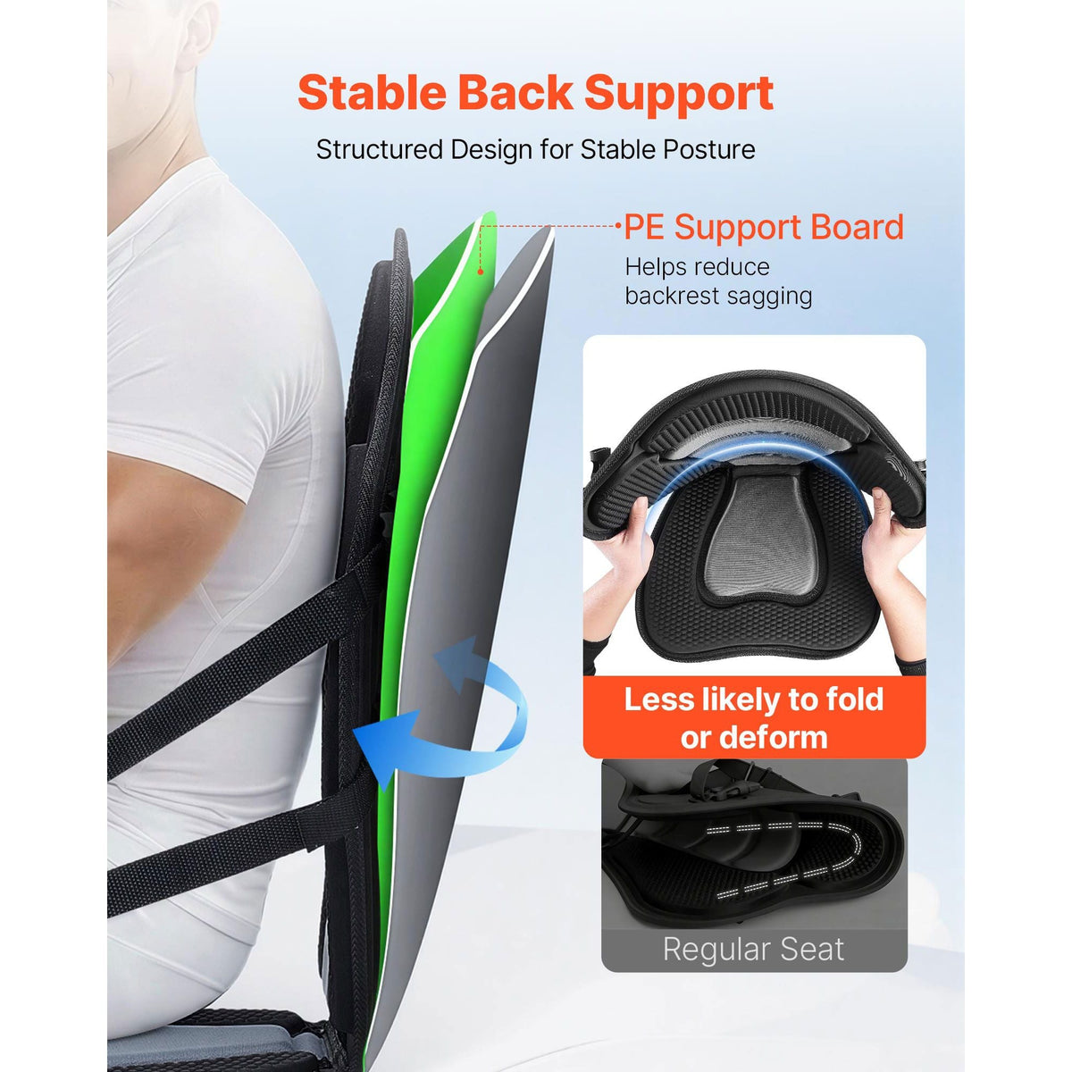 Kayak Seat, 1 Pack 0.5" Thick, Universal Paddle Board Seat with Back Support, Sit-on-Top Soft Padded Cushion with Storage Bag & Adjustable Straps for SUP, Canoe, Fishing Boat, Inflatable Kayak
