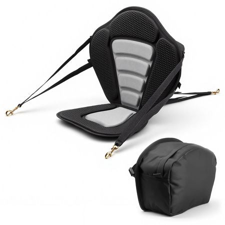 Kayak Seat, 1 Pack 0.5" Thick, Universal Paddle Board Seat with Back Support, Sit-on-Top Soft Padded Cushion with Storage Bag & Adjustable Straps for SUP, Canoe, Fishing Boat, Inflatable Kayak