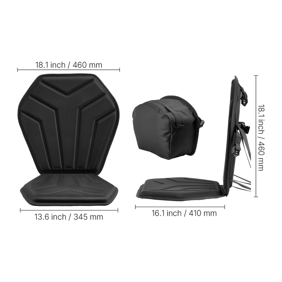 Kayak Seat, 1 Pack 1" Thick, Universal Paddle Board Seat with Back Support, Hexagonal Sit-on-Top Soft Padded Cushion with Storage Bag & Adjustable Straps for SUP, Fishing Boat, Inflatable Kayak