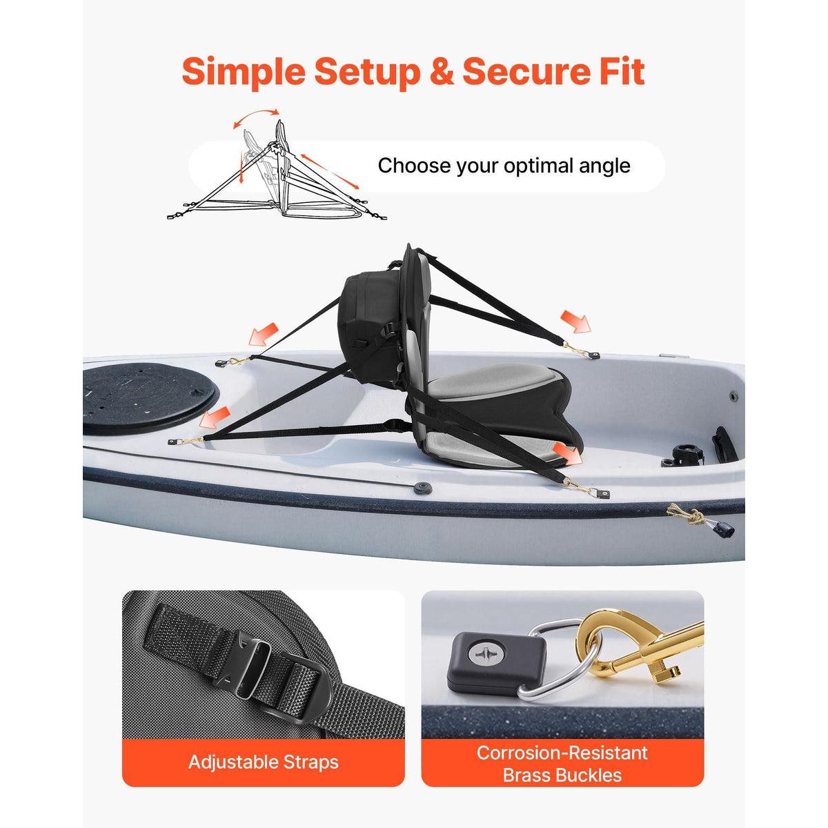 Kayak Seat, 1 Pack 1" Thick, Universal Paddle Board Seat with Back Support, Sit-on-Top Soft Padded Cushion with Storage Bag & Adjustable Straps for SUP, Fishing Boat, Inflatable Kayak, Rowboat