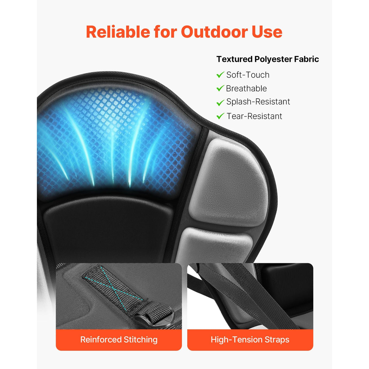 Kayak Seat, 1 Pack 1" Thick, Universal Paddle Board Seat with Back Support, Sit-on-Top Soft Padded Cushion with Storage Bag & Adjustable Straps for SUP, Fishing Boat, Inflatable Kayak, Rowboat