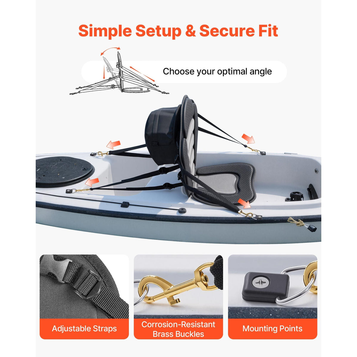 Kayak Seat, 2 Pack 0.5" Thick, Universal Paddle Board Seat with Back Support, Sit-on-Top Soft Padded Cushion with Storage Bag & Adjustable Straps for SUP, Canoe, Fishing Boat, Inflatable Kayak
