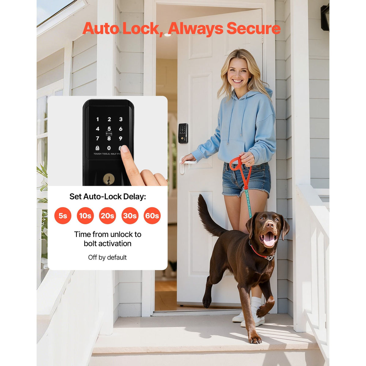 Keyless Entry Door Lock, Touchpad Electronic Deadbolt with IC Card, Customizable User Codes, Keyed Entry, Auto Lock, Anti-Peeking Password, Backlit, Easy Installation, for Home, Matte Black