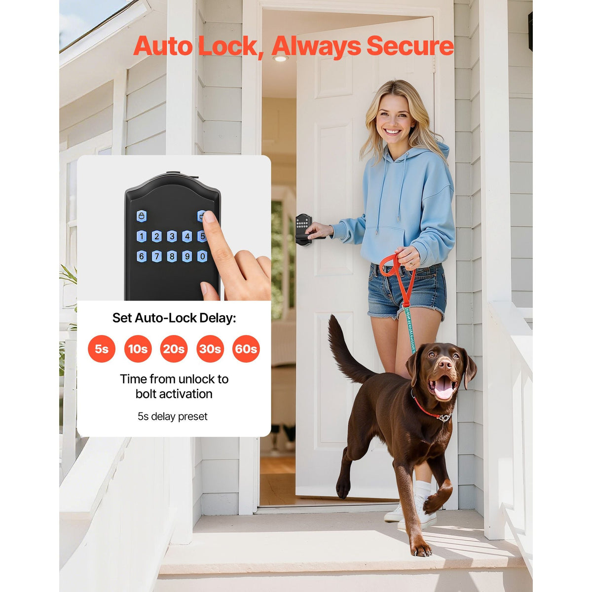 Keyless Entry Door Lock with Handle, Electronic Lever Door Handle with Keypad, Customizable User Codes, Keyed Entry, Auto Lock, Anti-Peeking Password, Backlit Keypad, for Home, Matte Black