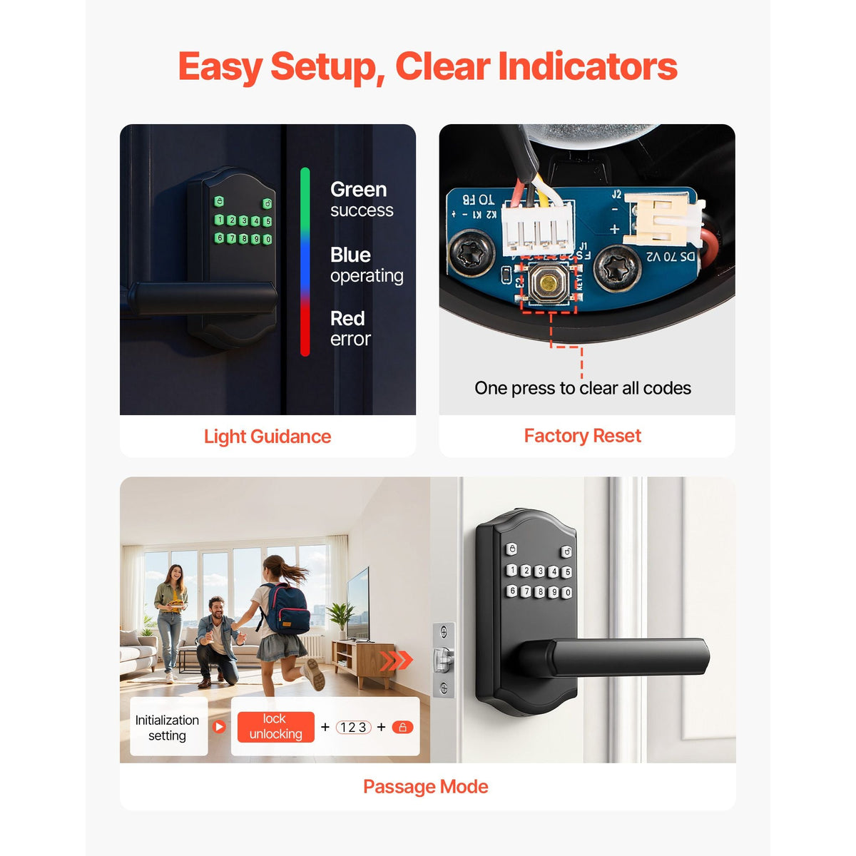 Keyless Entry Door Lock with Handle, Electronic Lever Door Handle with Keypad, Customizable User Codes, Keyed Entry, Auto Lock, Anti-Peeking Password, Backlit Keypad, for Home, Matte Black