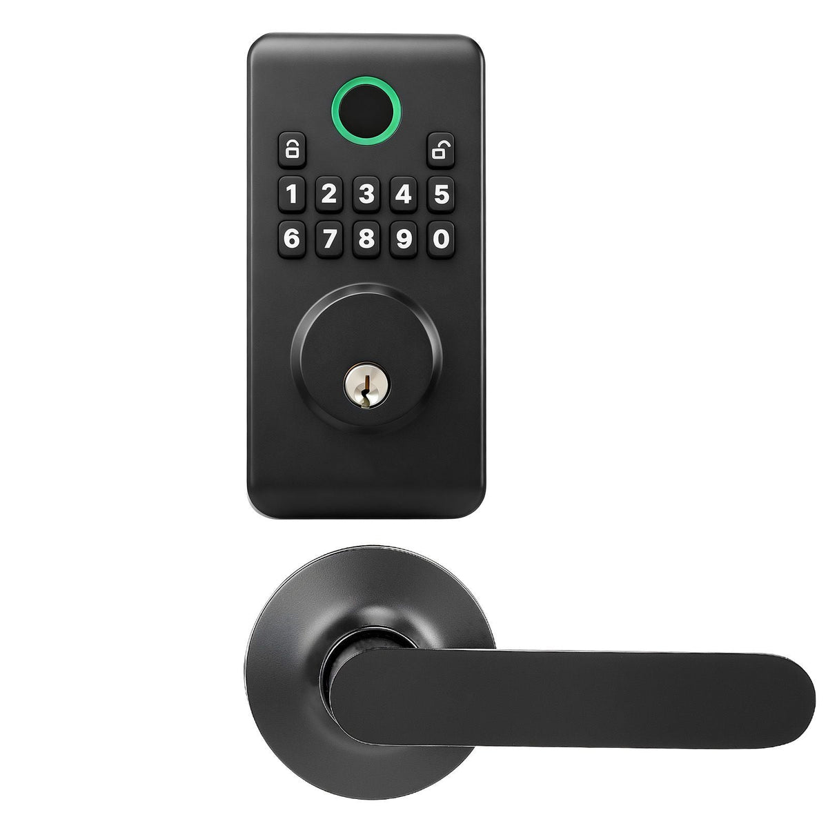 Keyless Entry Door Lock with Handle Set, Electronic Keypad Deadbolt with Lever Handles, Pioneering Easy-Grip Design, Customizable User Codes, Keyed Entry, Auto Lock, Anti-Peeking, Matte Black