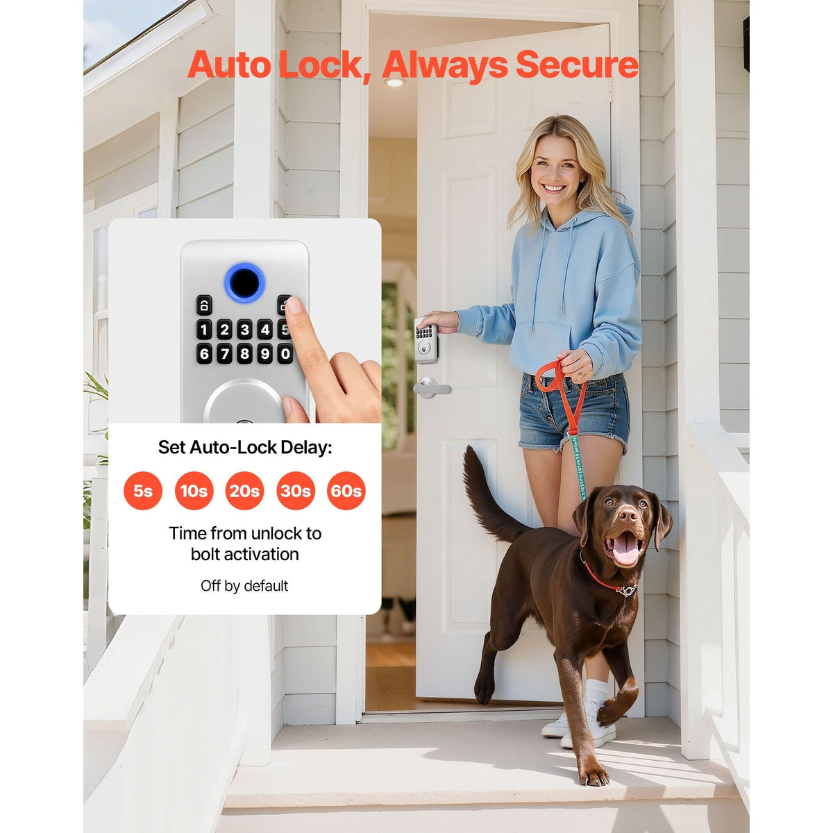 Keyless Entry Door Lock with Handle Set, Electronic Keypad Deadbolt with Lever Handles, Pioneering Easy-Grip Design, Customizable User Codes, Keyed Entry, Auto Lock, Anti-Peeking, Silver