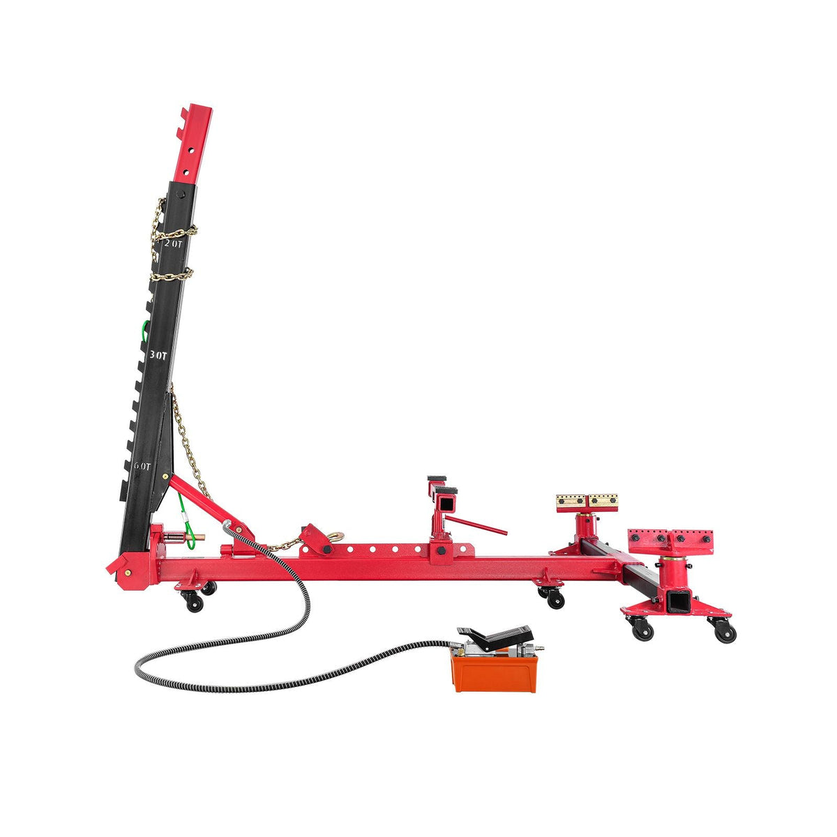 KFFKFF Automobile Chassis Rectifier, 6 Ton Force Auto Chassis Mending Equipment, Vehicle Chassis Apparatus with Rotating Base, Hydraulic Pedal Pump and Tug Clamp Kit, for Vehicle Chassis Renewal