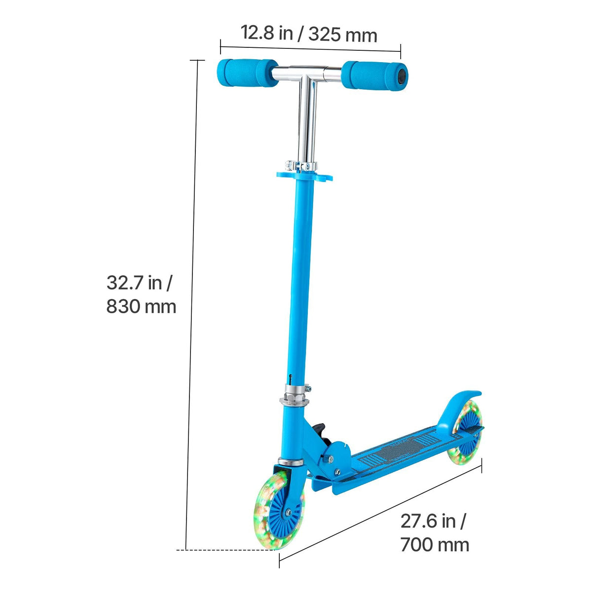 Kick Scooter for Kids Ages 3+, 2-Wheel Toddler Scooter with Light-Up Wheels, Adjustable Height Handlebar, Wide Anti-Slip Deck, Foldable Lightweight Frame for Boys & Girls up to 110 lbs, Blue