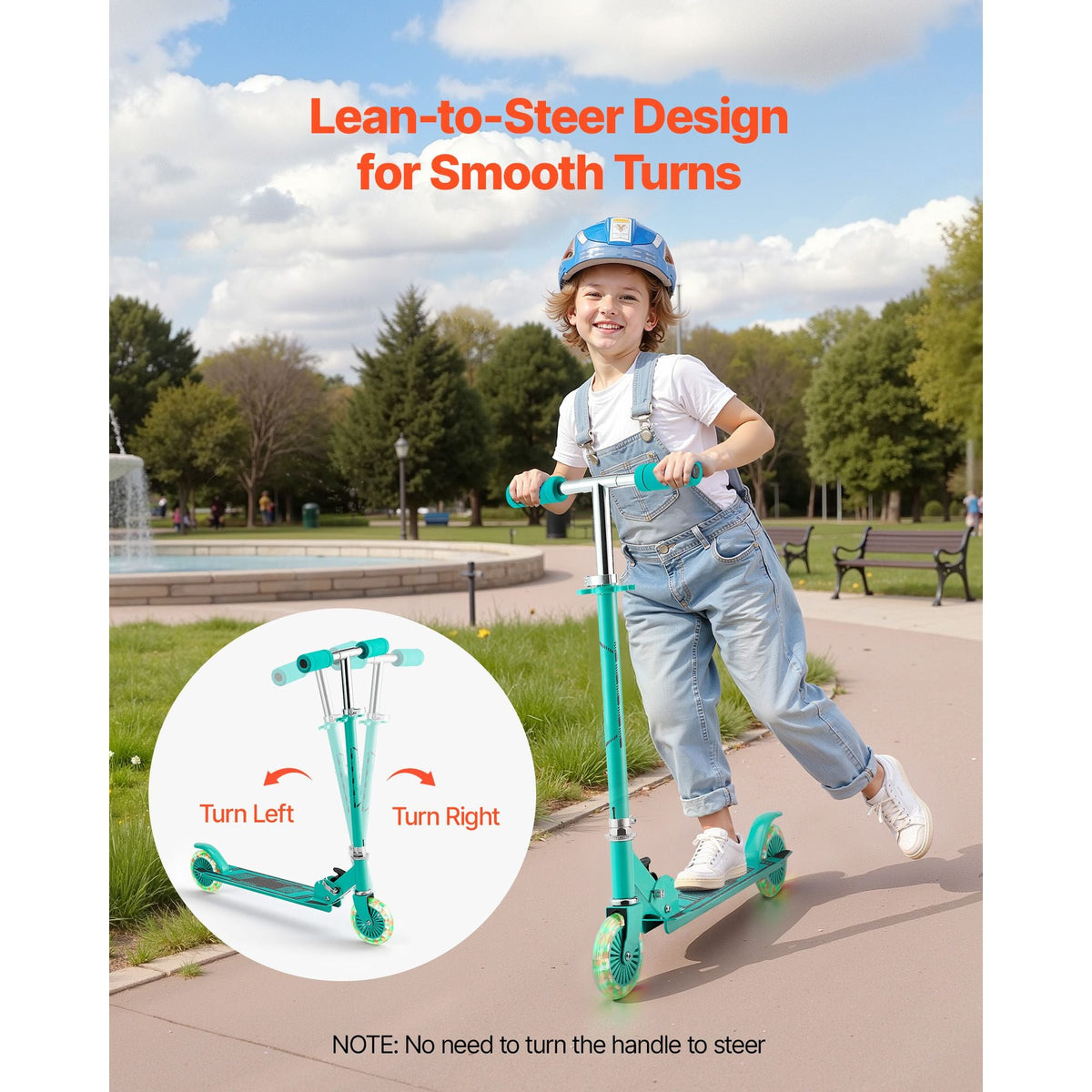 Kick Scooter for Kids Ages 3+, 2-Wheel Toddler Scooter with Light-Up Wheels, Adjustable Height Handlebar, Wide Anti-Slip Deck, Foldable Lightweight Frame for Boys & Girls up to 110 lbs, Green