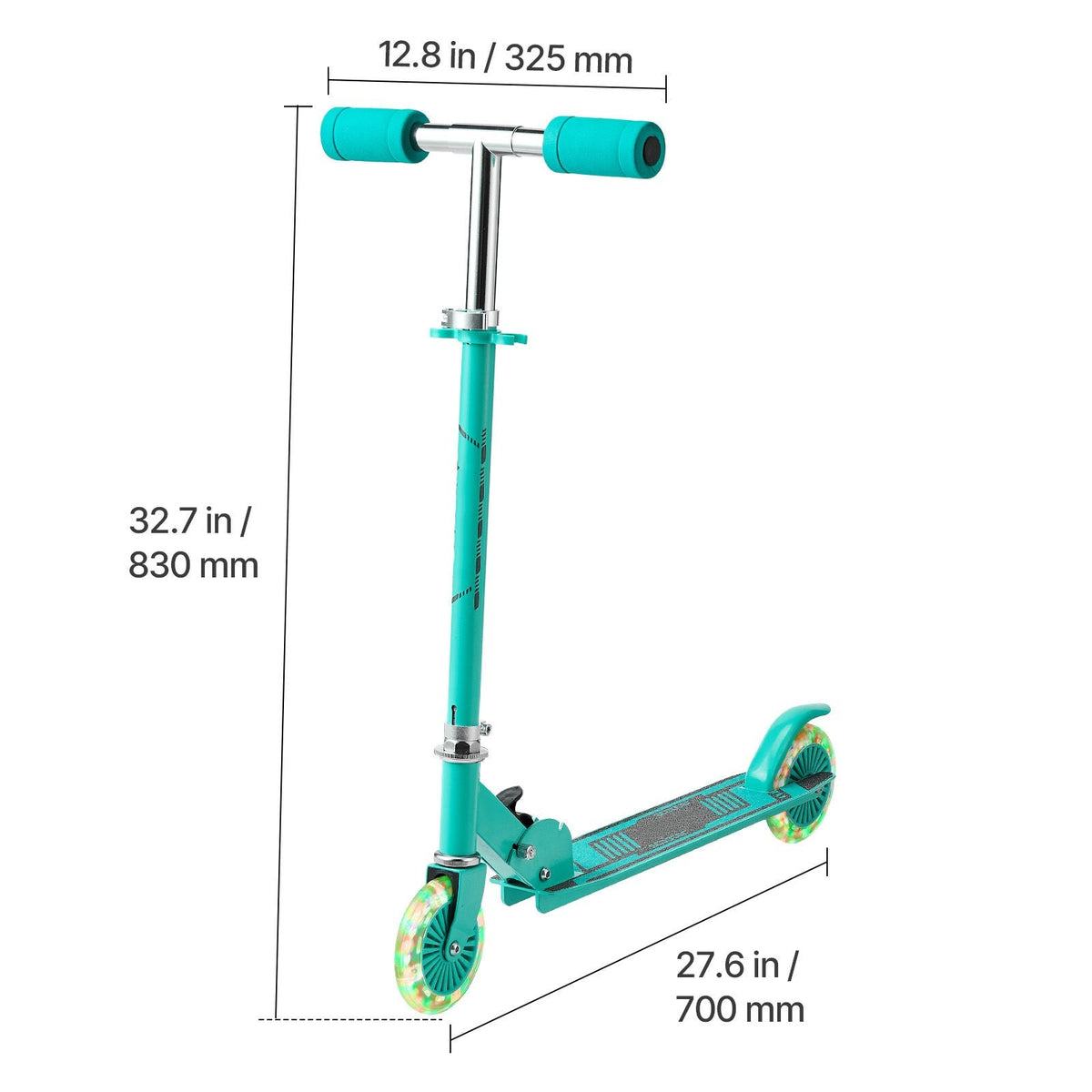 Kick Scooter for Kids Ages 3+, 2-Wheel Toddler Scooter with Light-Up Wheels, Adjustable Height Handlebar, Wide Anti-Slip Deck, Foldable Lightweight Frame for Boys & Girls up to 110 lbs, Green