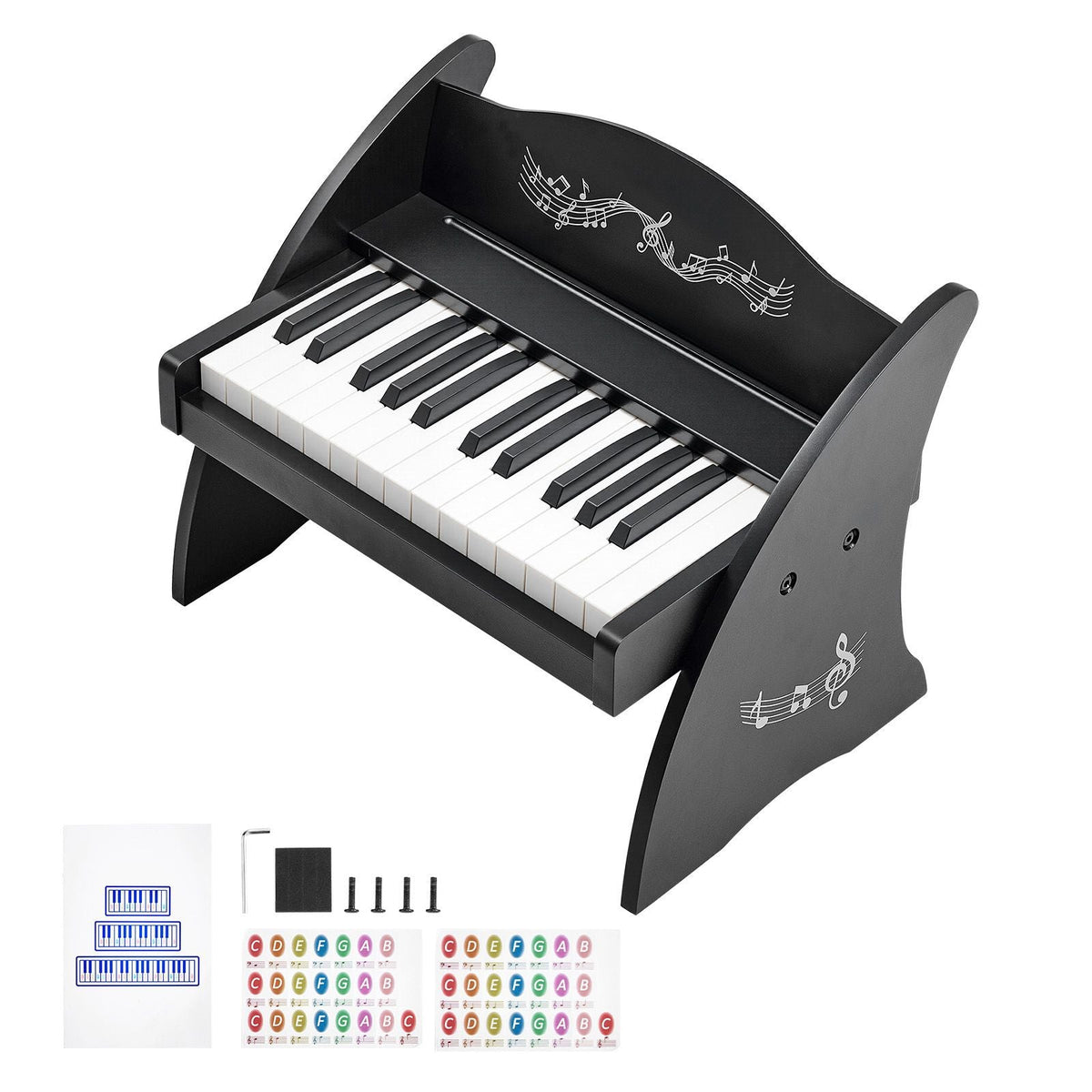 Kids Piano Keyboard, 25 Keys Wooden Digital Piano for Kids, Mini Music Educational Instrument Toy with Realistic Sound, Dual Power, Adjustable Volume for Toddlers, Boys Girls Learning, Black