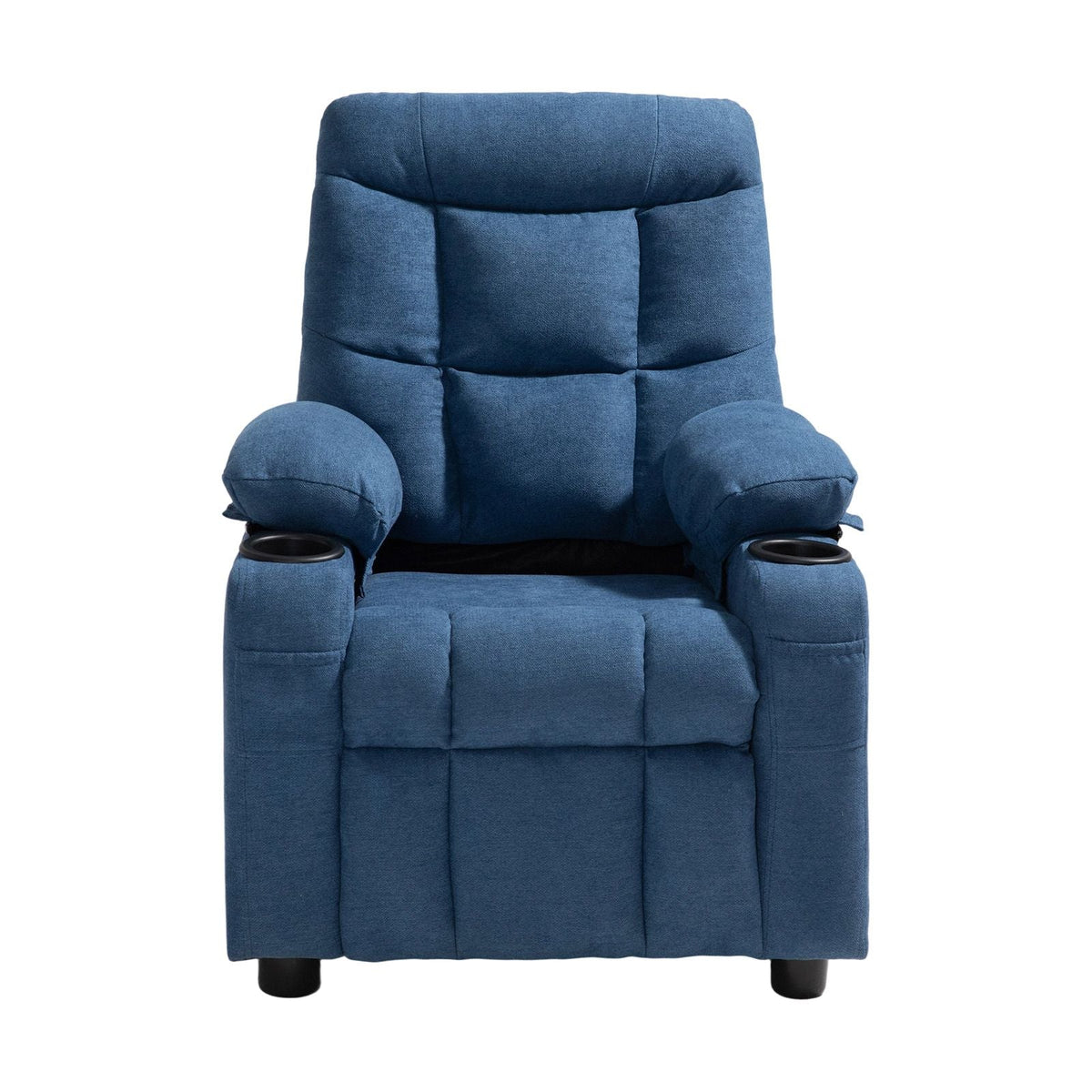Kids Recliner Chair, Toddler Lounger with Cup Holders & Pockets, 107° to 126° Adjustable Back, Breathable Polyester Upholstery Reclining Sofa with Foot-rest, for Boys and Girls, Children (Blue)