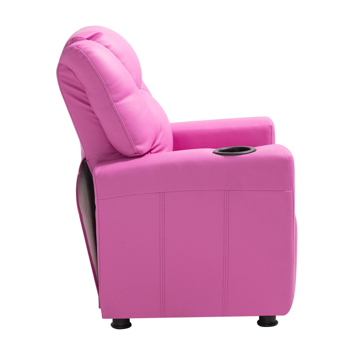 Kids Reclining Chair, Toddler Recliner with Cup Holder, 101° to 121° Adjustable Backrest, Easy-to-Clean PU Leather Recliner Couch with Footrest, 90 lbs Load, for Boys & Girls, Children (Pink)