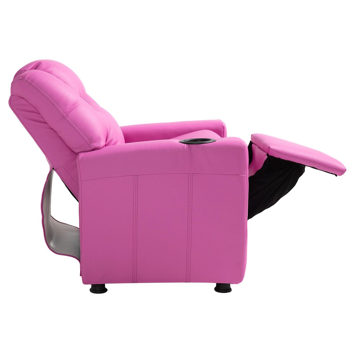 Kids Reclining Chair, Toddler Recliner with Cup Holder, 101° to 121° Adjustable Backrest, Easy-to-Clean PU Leather Recliner Couch with Footrest, 90 lbs Load, for Boys & Girls, Children (Pink)