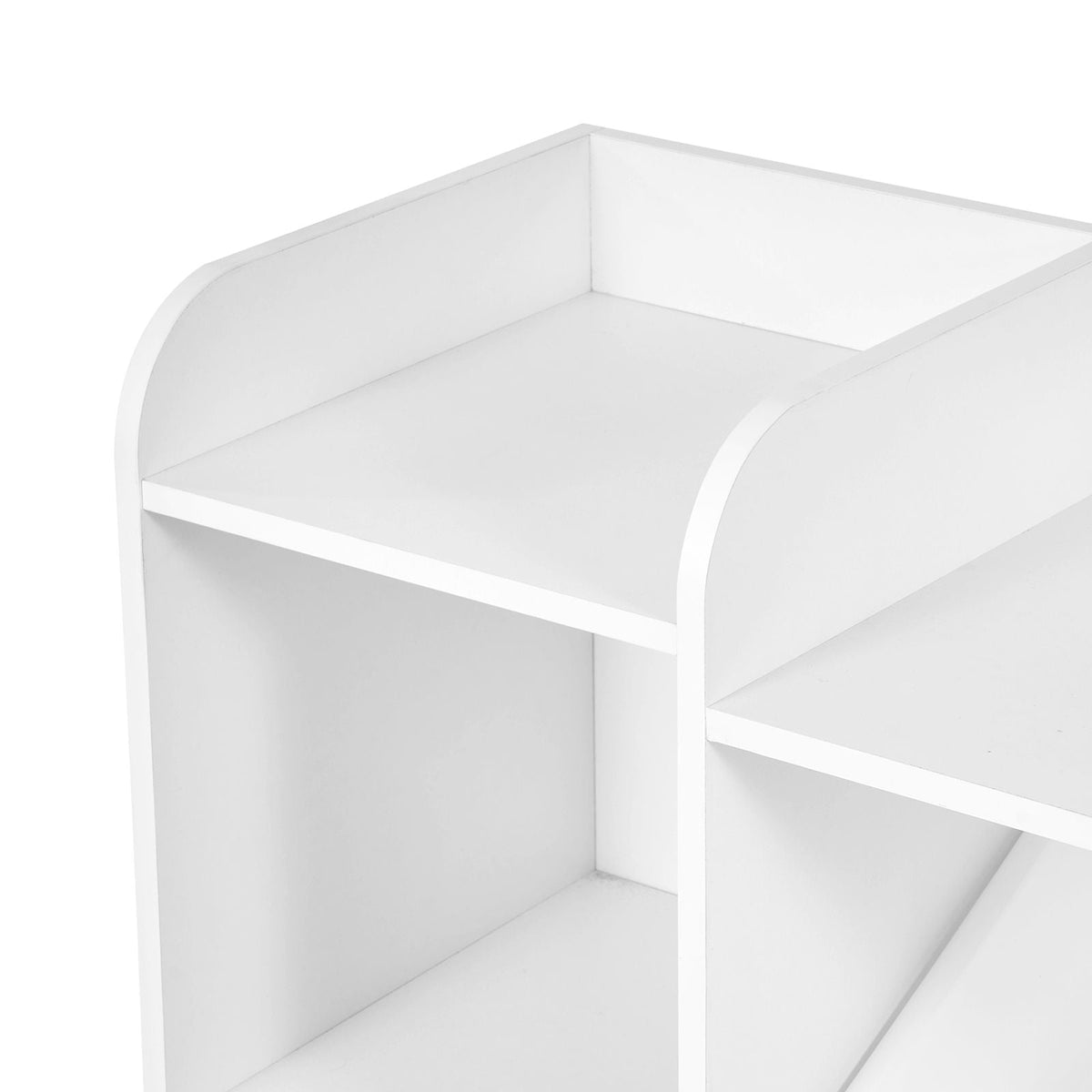 Kids Toy Storage and Bookshelf, 4-Tier Toy Storage Organizer with 8 Flexible Plastic Bins, Kids Cubby Cabinet with Bookshelf for Study Room, Bedroom, Playroom, Classroom, Nursery, White