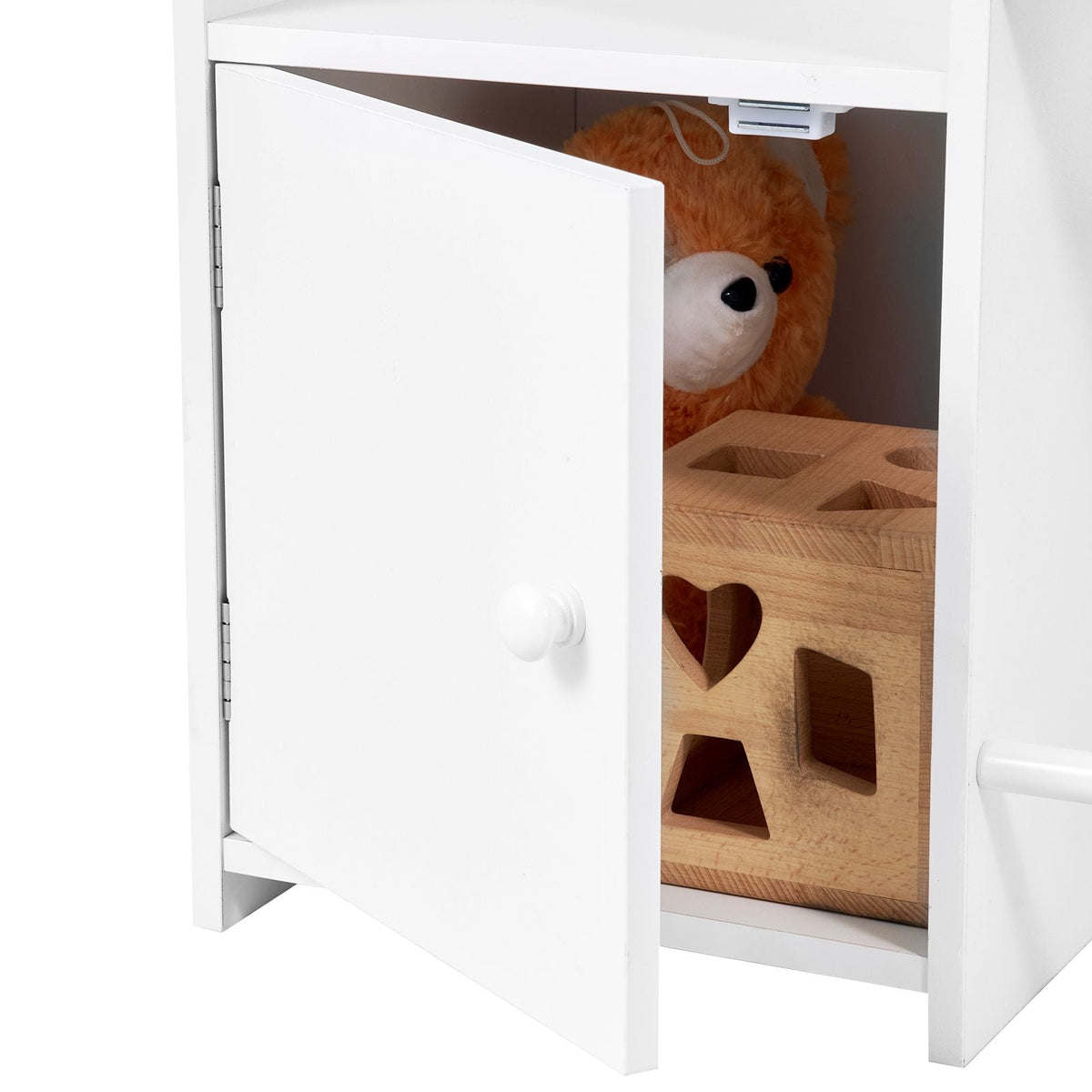 Kids Toy Storage and Bookshelf, 4-Tier Toy Storage Organizer with 8 Flexible Plastic Bins, Kids Cubby Cabinet with Bookshelf for Study Room, Bedroom, Playroom, Classroom, Nursery, White