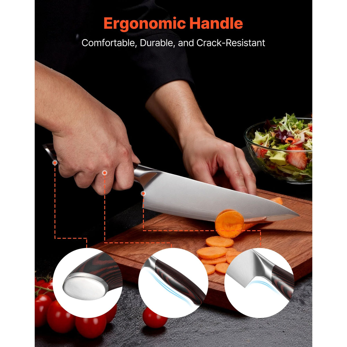Kitchen Knife Set, 5 Piece High Carbon Stainless Steel Sharp Knife Set, Durable and Rust-Resistant, Professional Kitchen Cutlery with Ergonomic Crack-Resistant Handle, for Precise Cutting