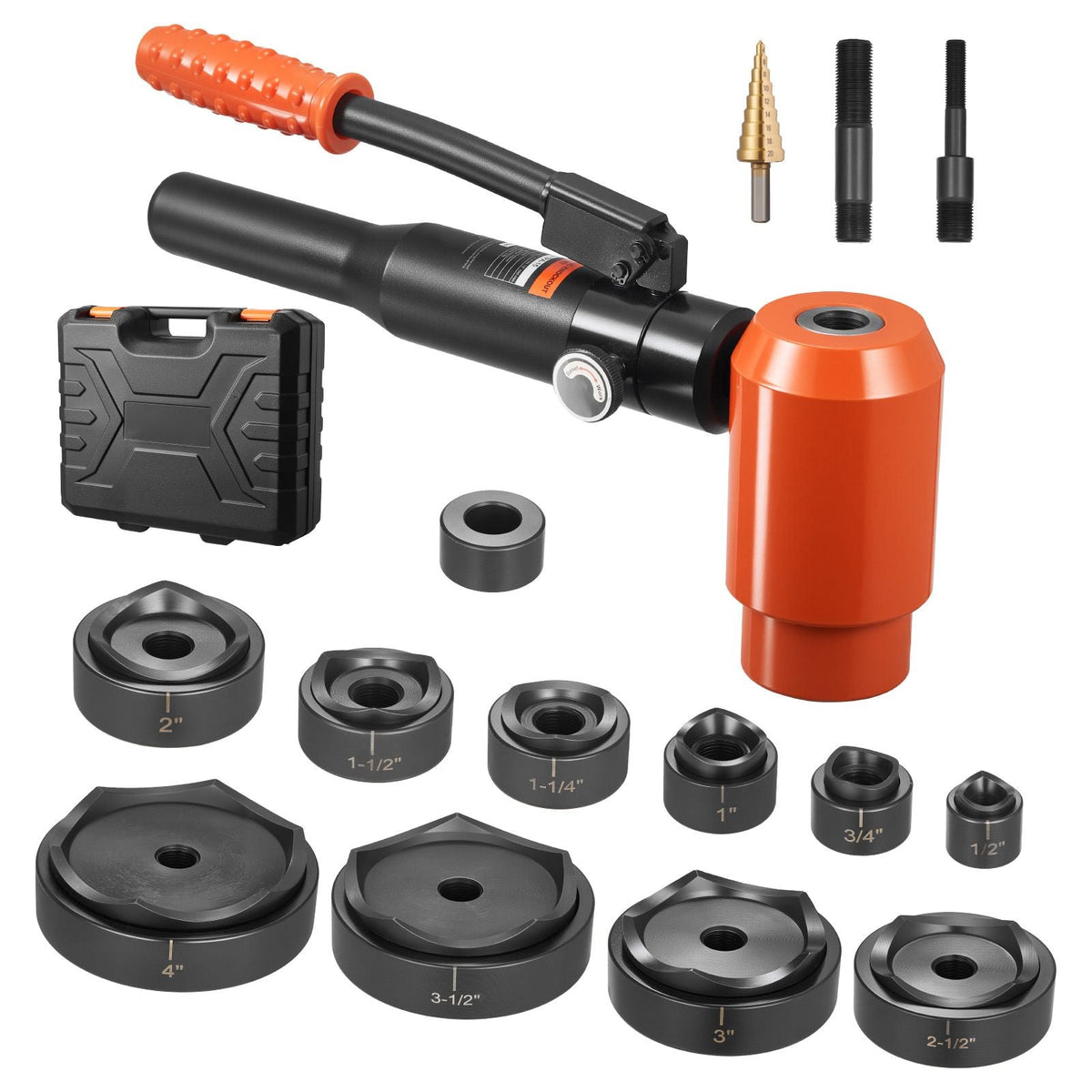 Knockout Punch Set, 15 Ton Hydraulic Knockout Set, 1/2" to 4" KO Tool Kit Hole Making Tool, KO Tools Kit W/10 Dies for Metal Electrical Cabinets, Electrical Control Cabinets, Switch Cabinets