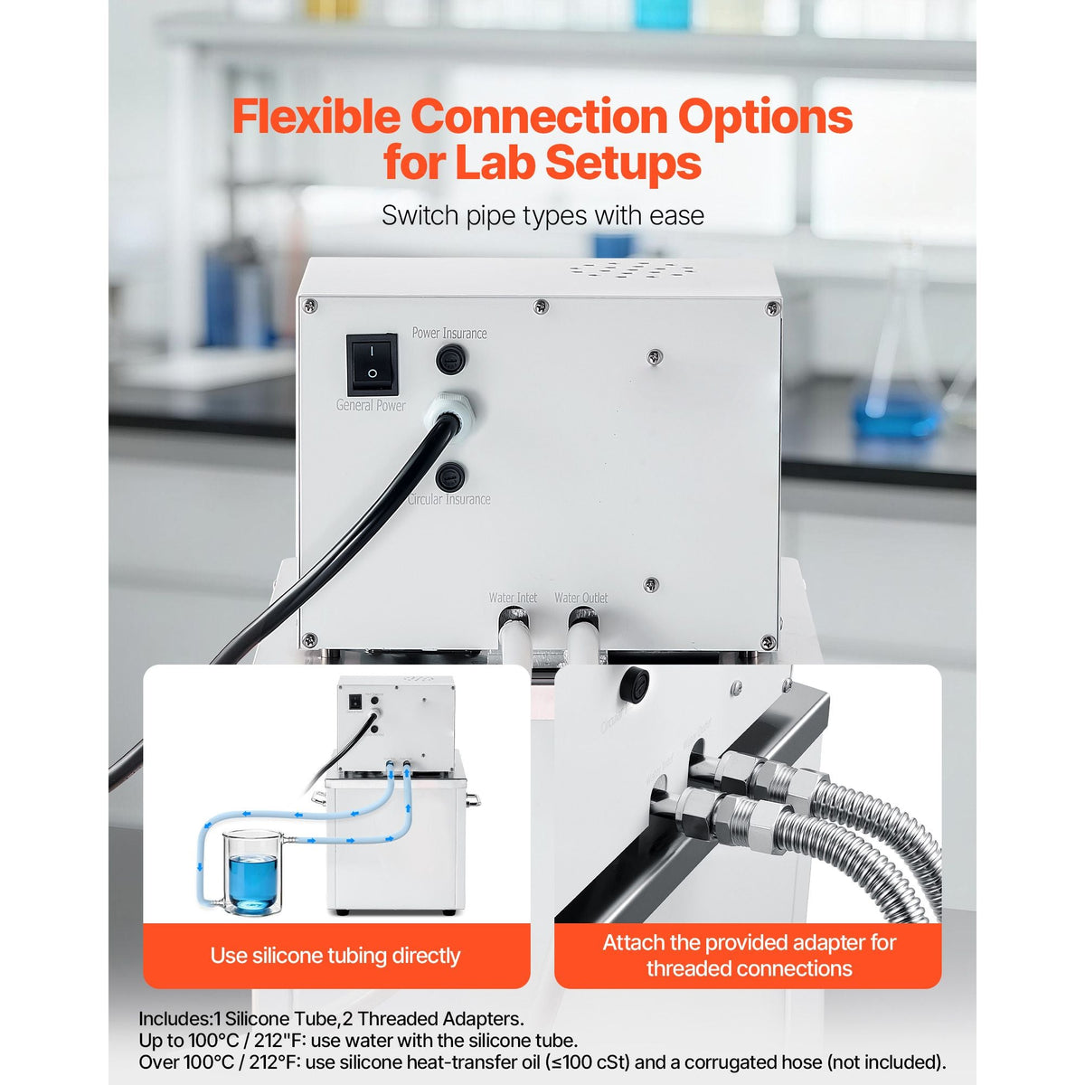 Laboratory High-Temperature Circulating Oil Bath, Up to 300 Celsius/572 Fahrenheit, 10 L Lab Constant Temp Heating Tank, 0.1 Celsius High Precision, Internal and External Dual Circulation