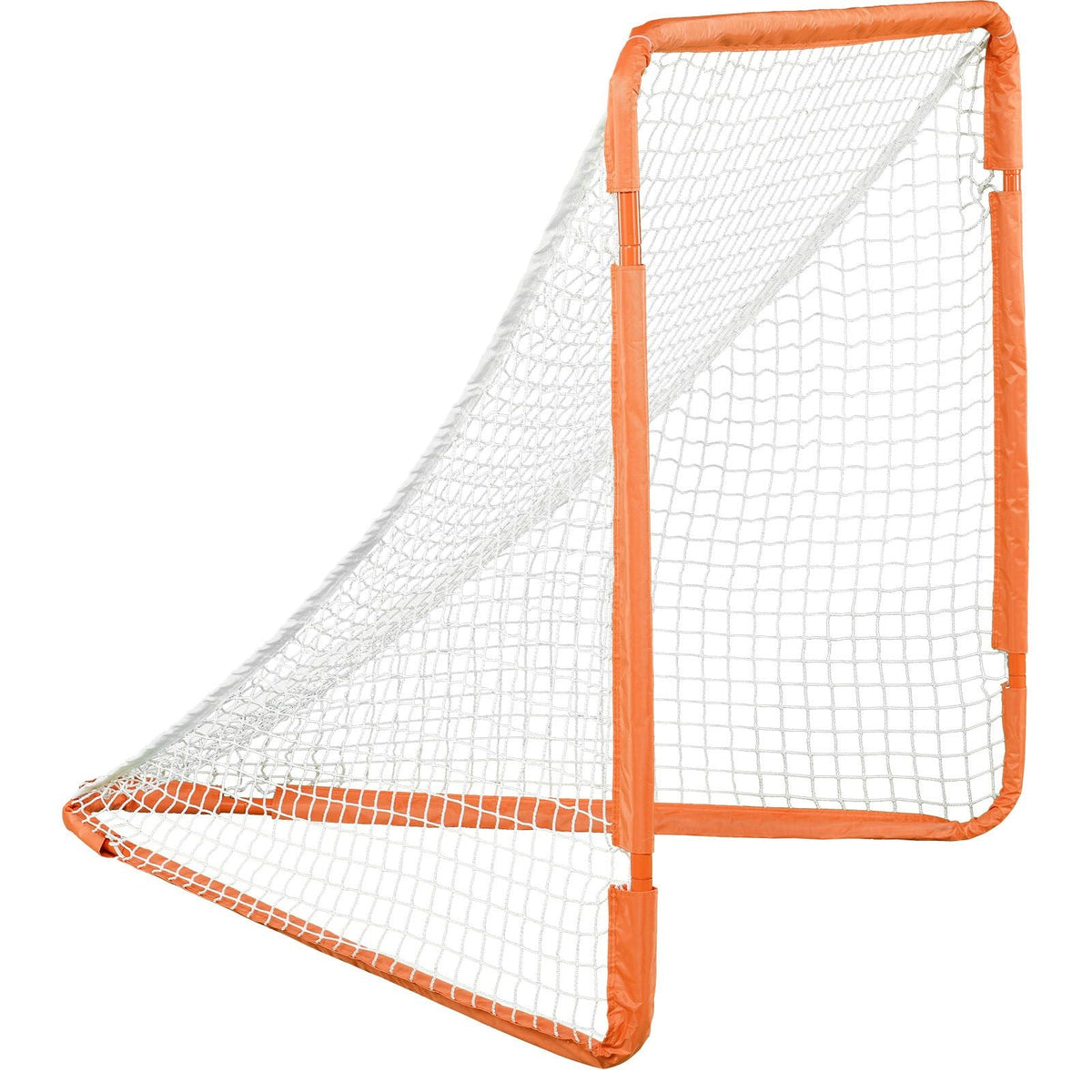 Lacrosse Goal, 4' x 4' Small Kids Lacrosse Net, Folding Portable Lacrosse Goal with Carry Bag, Iron Frame Backyard Training Equipment, Quick & Easy Setup, Perfect for Youth Training, Orange