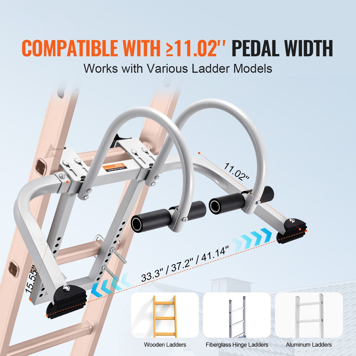 Ladder Stabilizer, 2 in 1 Extension Wall Ladder Standoff Hook, Roof Ridge Ladder Accessories Both Horizontally and Vertically, Heavy-duty Steel Rubber Grip T-Bar, Quick Access to Steep Roofs