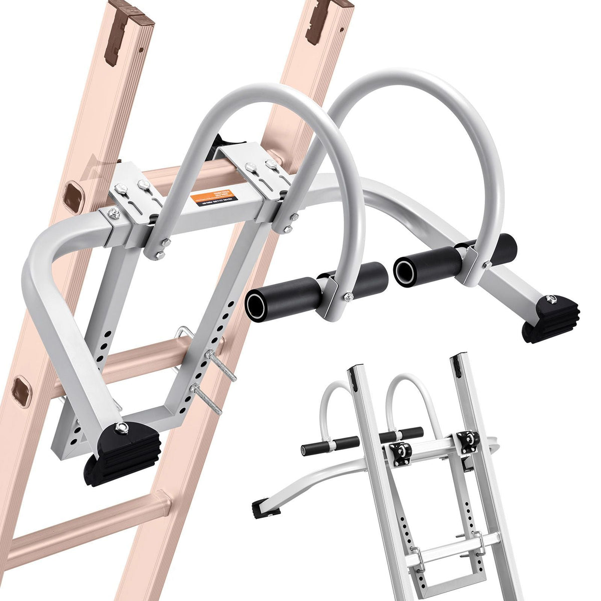 Ladder Stabilizer, 2 in 1 Extension Wall Ladder Standoff Hook, Roof Ridge Ladder Accessories Both Horizontally and Vertically, Heavy-duty Steel Rubber Grip T-Bar, Quick Access to Steep Roofs