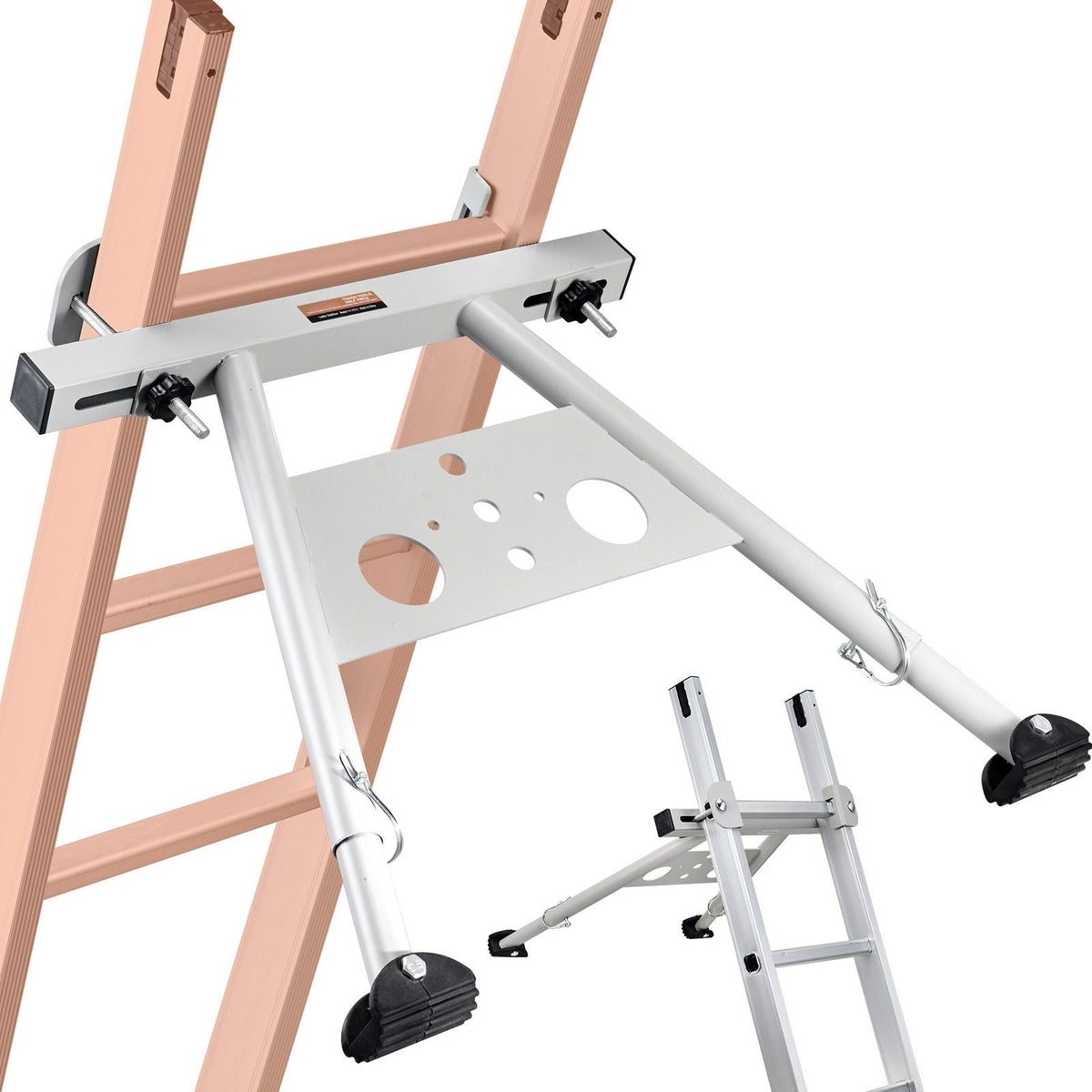 Ladder Stabilizer, Adjustable Feet Extension Ladder Standoff, Heavy Duty Wall Ladder Accessories for Roof Gutter, Easy to Use & Wide Adaptability & Anti-slip Rubber Feet, 330 lbs Weight Rating