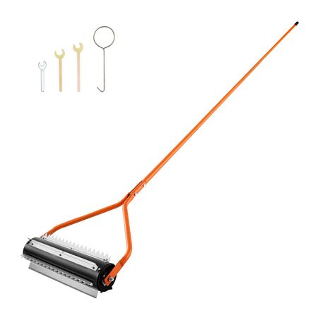 Lake Weed Roller, 14.1 ft Stainless Steel Lake & Pond Weed Removal Tool, Muck Razer Aquatic & Sludge Tiller, Rid Roots and Muck Buildup, 6 Preassembled Stainless Steel Blades, 4 Aluminum Handles