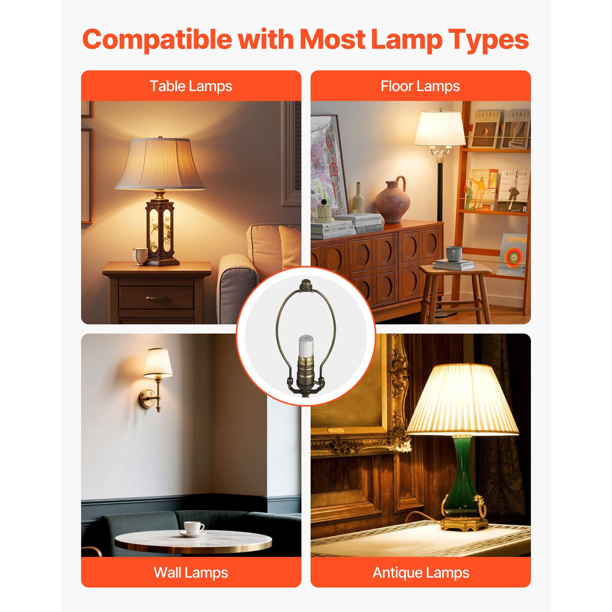 Lamp Rewire Kit, E26 Lamp Socket with 12 ft Matching Cord, Antique Bronze Finish, Lamps Making Kit with All Essential Hardware, Light Wiring Kits for Table & Floor Lamps, DIY Rewire or Repair