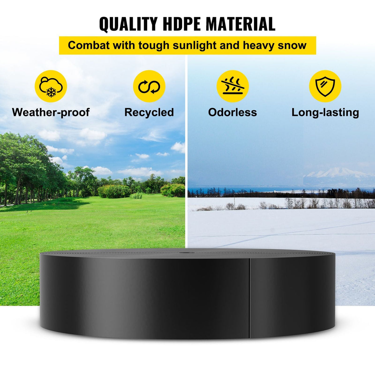 Landscape Edging, 10 inch Depth 300 ft Total Length, Recycled HDPE Coiled Terrace Board, Flexible Bender Border for Landscaping, Lawn, Garden, Yard, Against Invading Weeds, Black