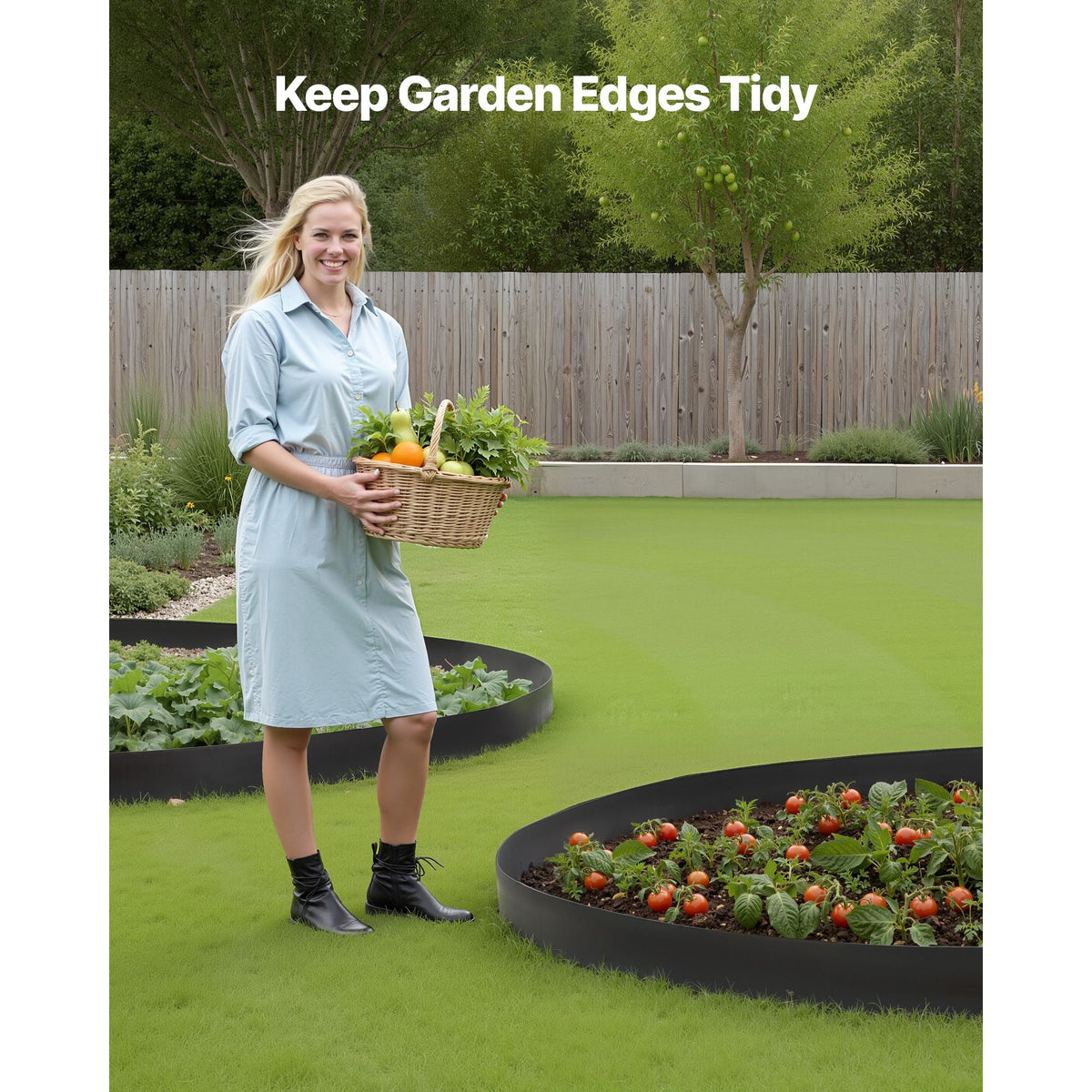 Landscape Edging, 66 ft x 4 in Plastic Garden Border Edging with 60 Spikes & 2 Ground Stakes, No Dig, Flexible Lawn Edgings Roll, UV-Resistant Mini Fence Borders for Flower Beds Yard Paver