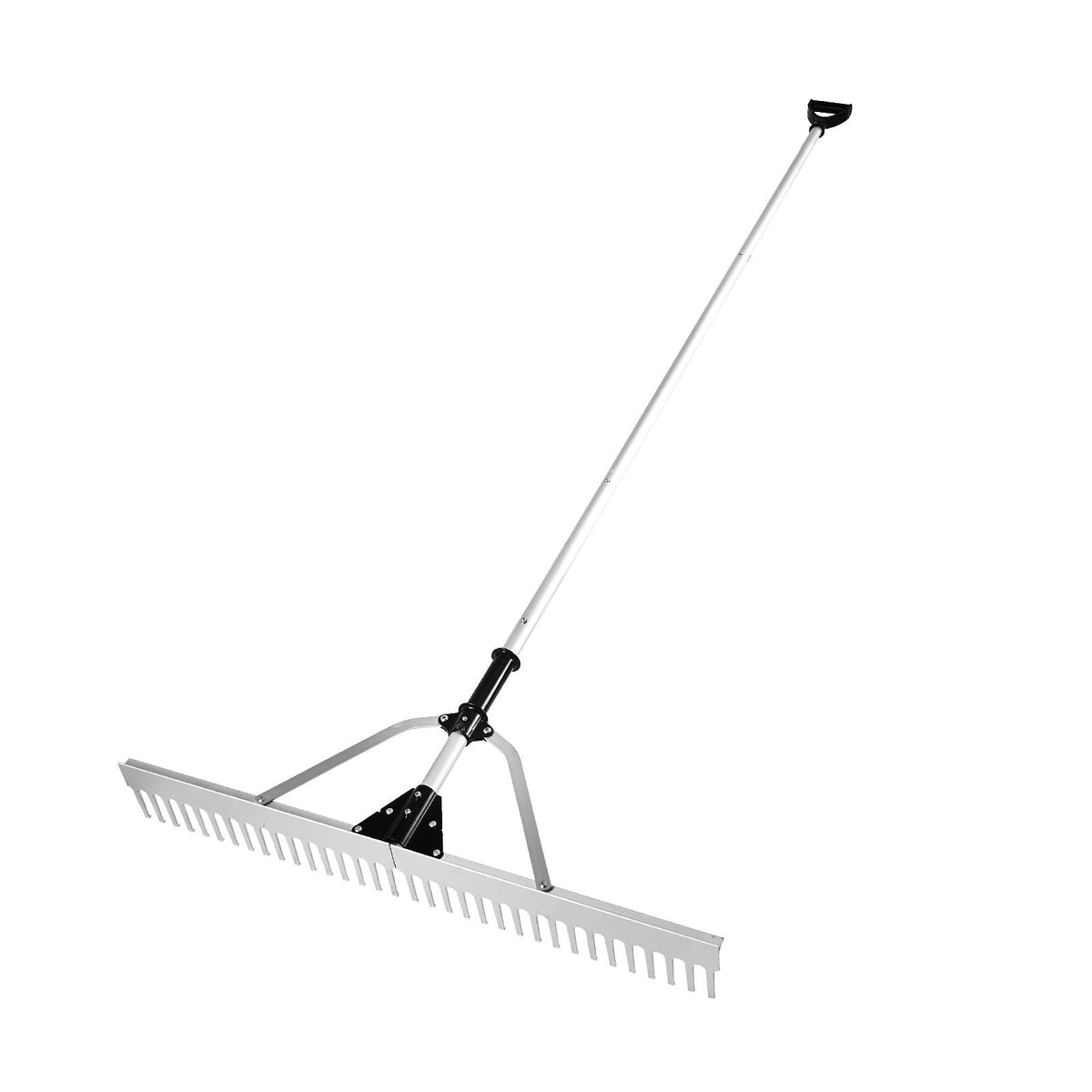 Landscape Rake, 36" Head Aluminum Landscape Rake, Lake Weed Rake with 102.36" Adjustable Extension Handle, Rope and Float, for Loosening Soil, Lawn Care, Weeding Lake, Garden, Pond