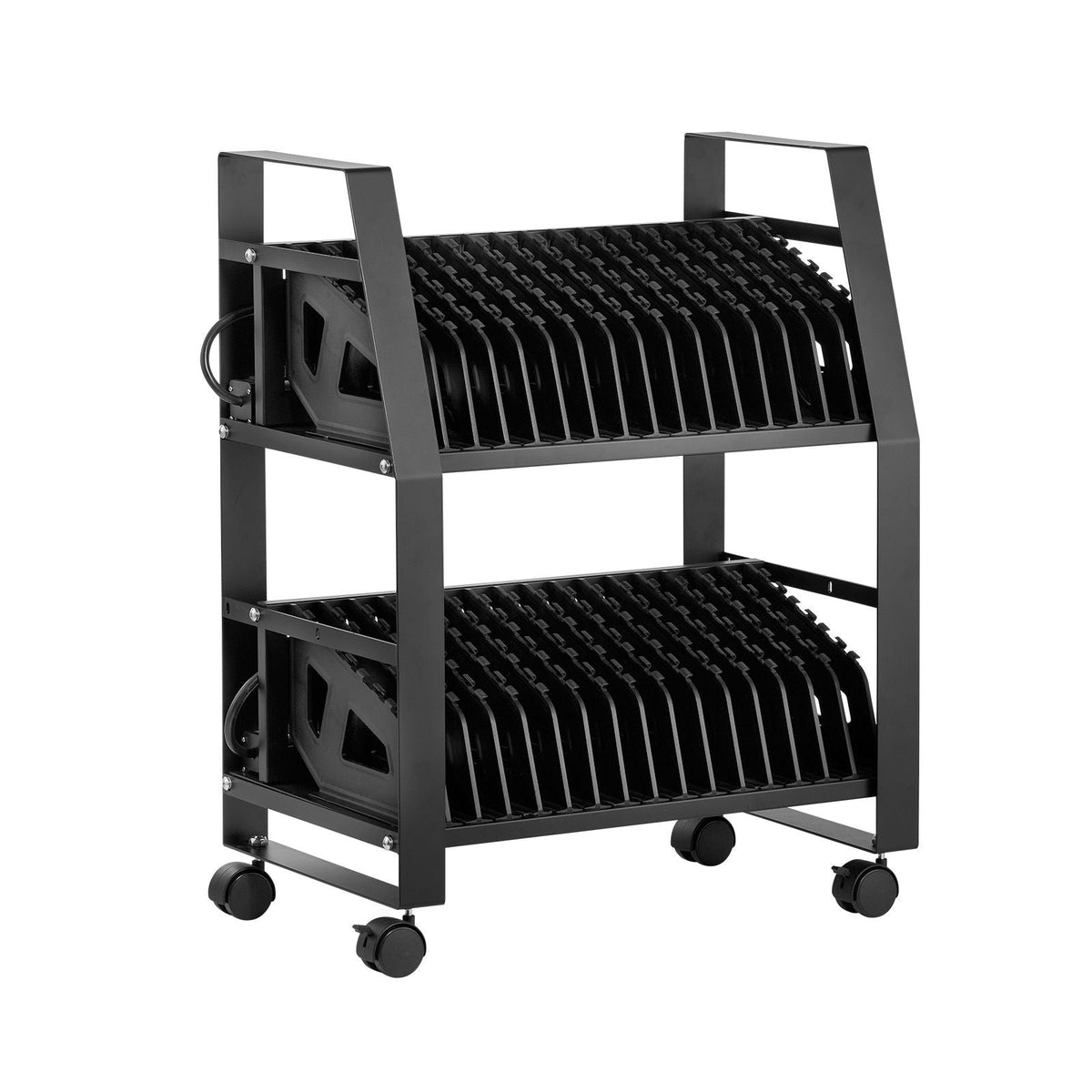 Laptop Cart, 32 Device Mobile Open Charging Station, Up to 15.6 in Screen Size, Office and Classroom Mobile Charging Cart, for Chromebook, Tablet and Laptop