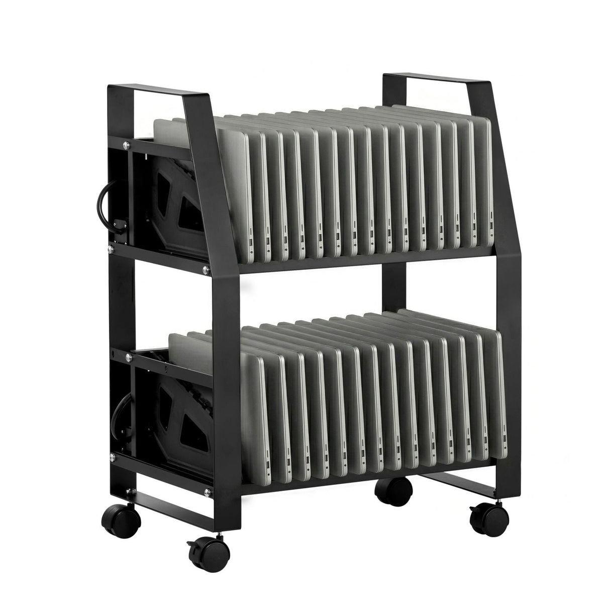 Laptop Cart, 32 Device Mobile Open Charging Station, Up to 15.6 in Screen Size, Office and Classroom Mobile Charging Cart, for Chromebook, Tablet and Laptop