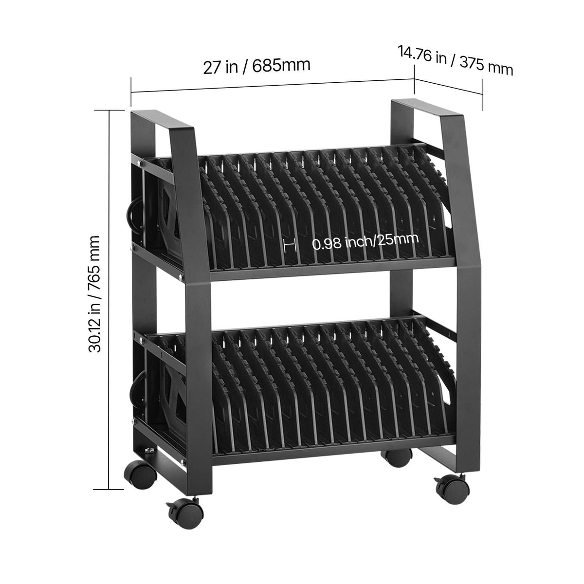 Laptop Cart, 32 Device Mobile Open Charging Station, Up to 15.6 in Screen Size, Office and Classroom Mobile Charging Cart, for Chromebook, Tablet and Laptop