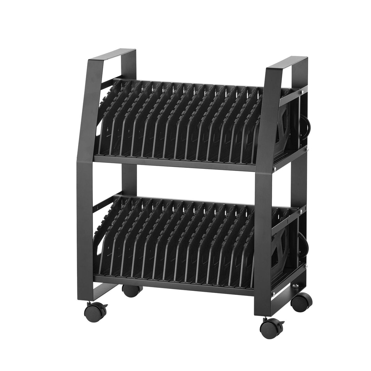 Laptop Cart, 32 Device Mobile Open Charging Station, Up to 15.6 in Screen Size, Office and Classroom Mobile Charging Cart, for Chromebook, Tablet and Laptop